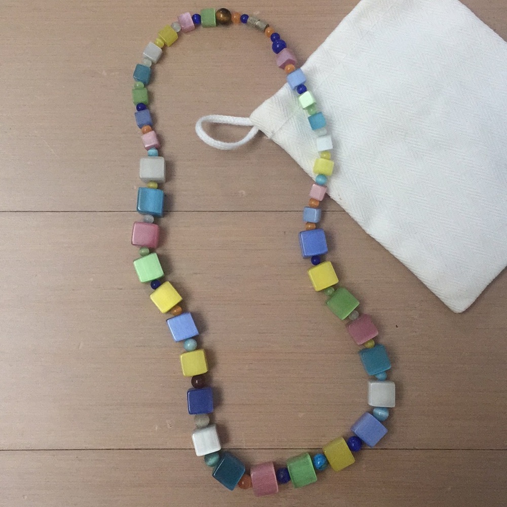 Square Glass Beaded Necklace